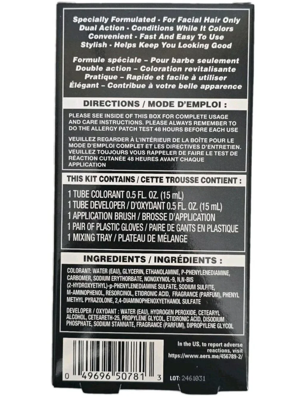 Color For Him Brush Gel Black/Noir 6-PACK Colorants & Developers For Facial Hair